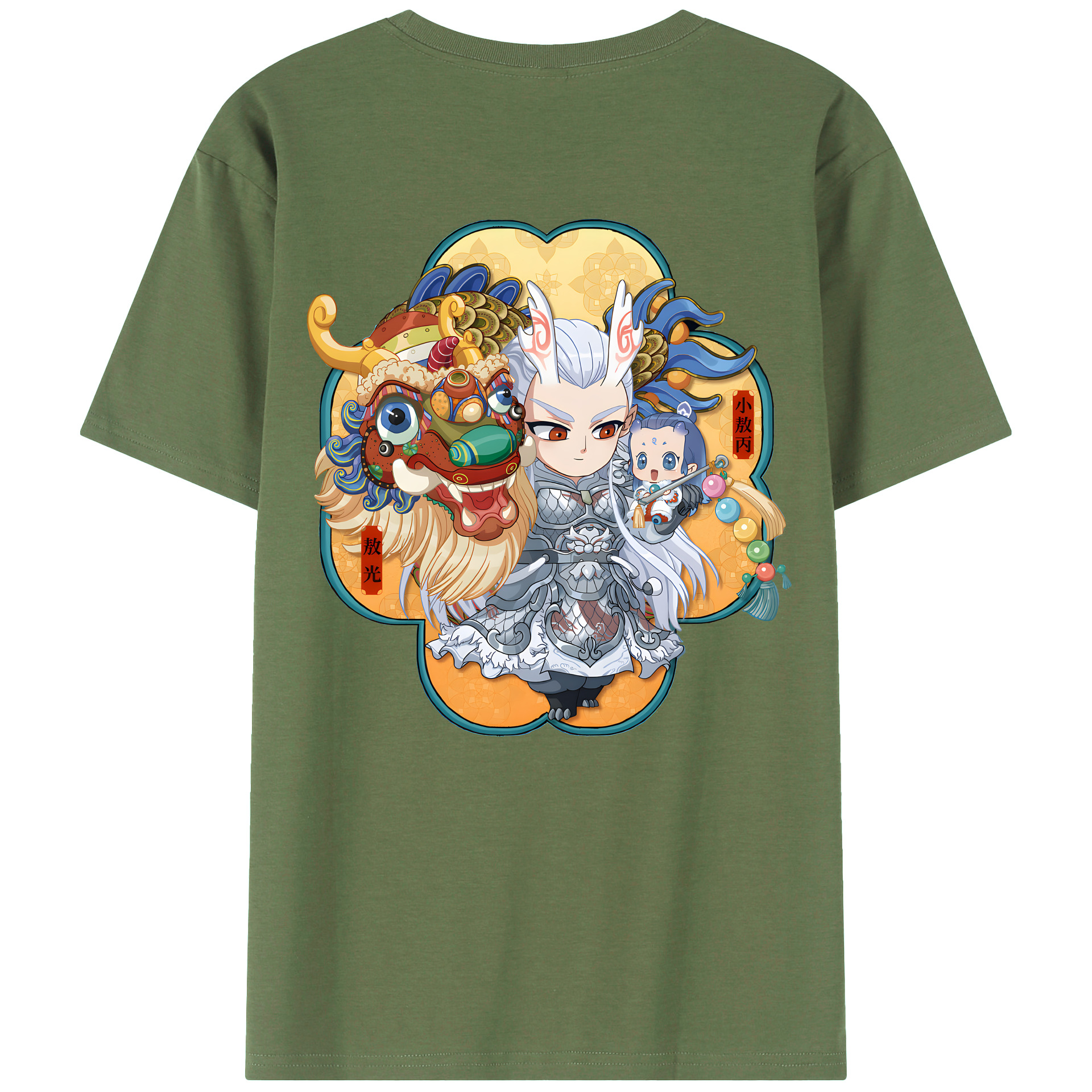 （画像用） Ne Zha 2 ナタ 魔童の大暴れ 綿100％ メンズ半袖Tシャツ（バックプリント） 通気性